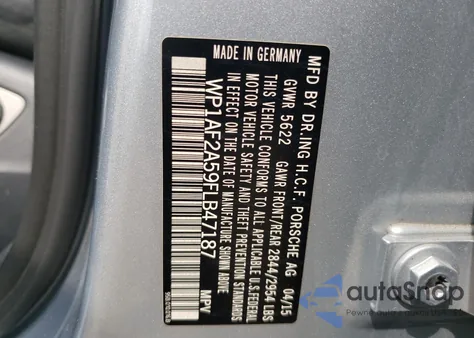 2015 Porsche Macan Turbo из США, поврежденный, VIN WP1AF2A59FLB47187